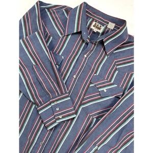 Ely Cattleman Shirt Mens XL Multicolor Western Pearl Snap Cowboy Rodeo Striped